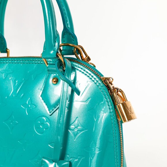 Louis Vuitton Alma BB Turquoise Monogram Vernis Tote - Picture 9 of 12